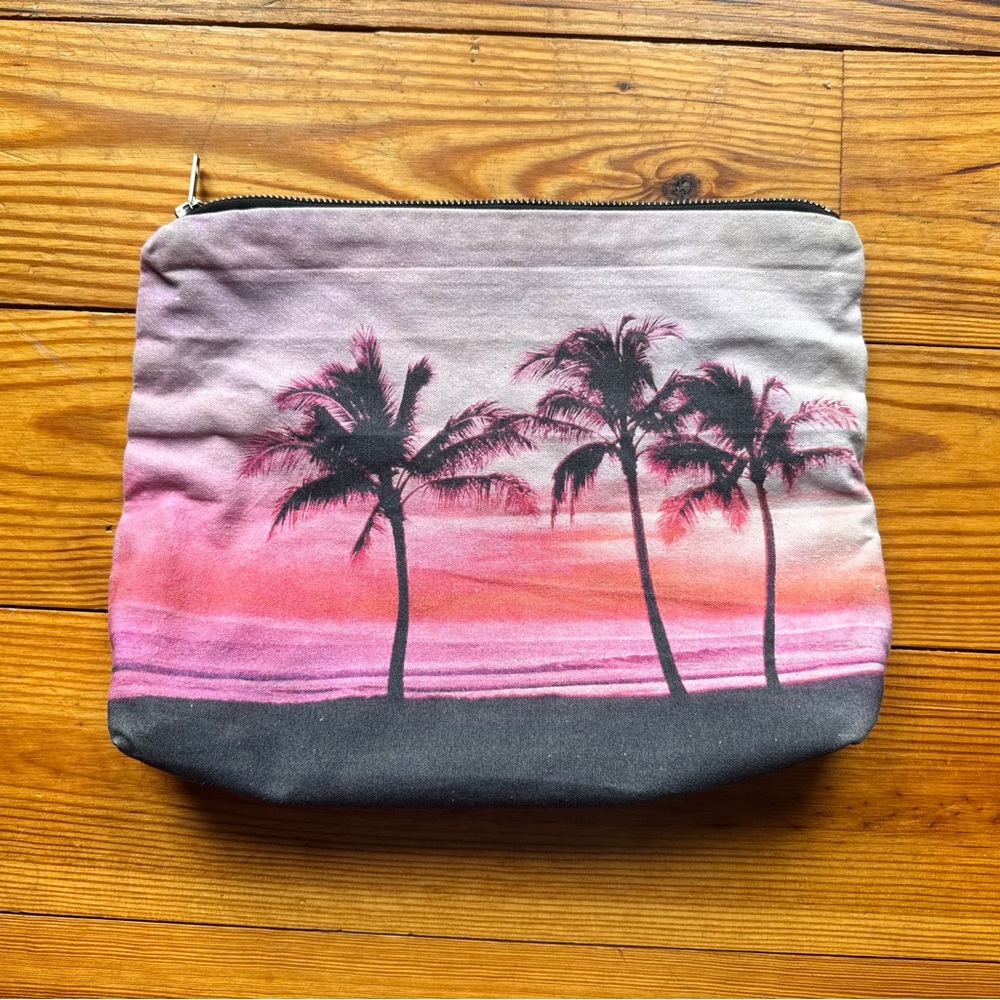 Samudra Pink and Black Palm Surf Beach Bag